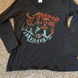 HARLEY DAVIDSON Women’s T-shirt, size L, Long Sleeve Black